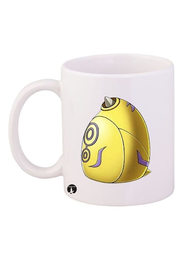 Digimon Printed Mug White/Yellow/Purple 12ounce