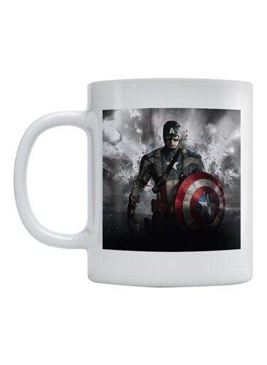 Captain America Printed Ceramic Mug White/Grey/Red