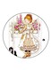 Girl Printed Fridge Magnet Multicolour
