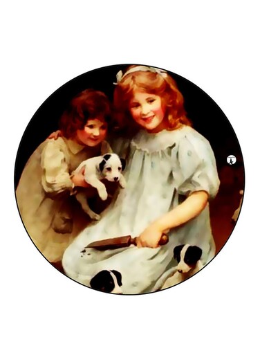 Vintage Art Printed Fridge Magnet Multicolour