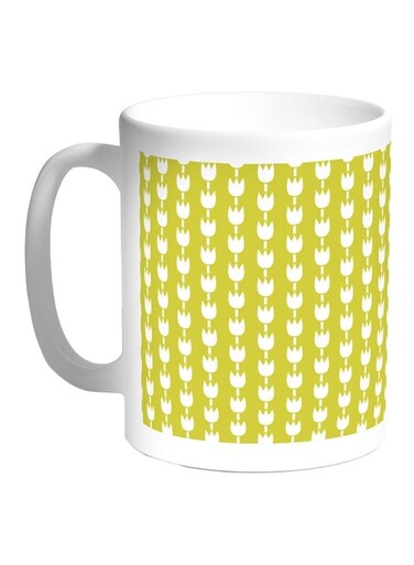 Decoration Of Roses Printed Coffee Mug White/Green 11ounce