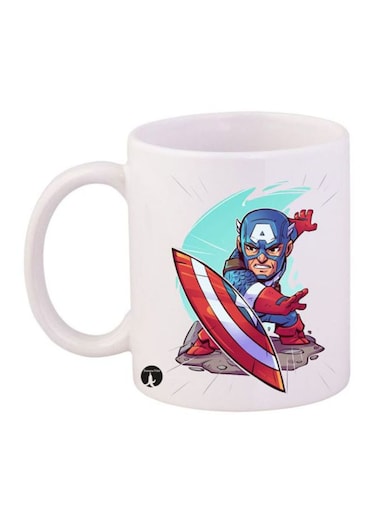 Captain America Printed Mug White/Blue/Red 12ounce
