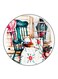 Vintage Art Printed Fridge Magnet Multicolour