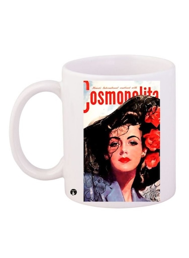 Magazine Girl Printed Coffee Mug White/Red/Black 11ounce
