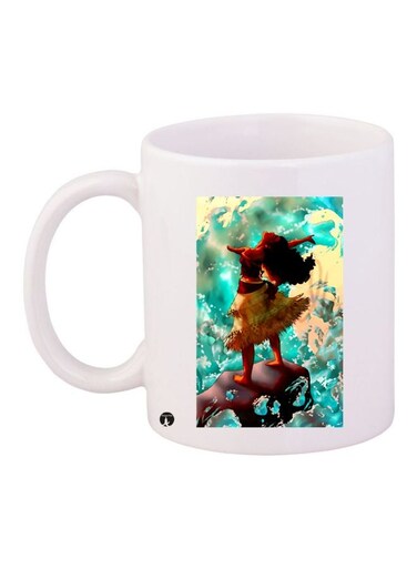 Cartoon Girl Printed Coffee Mug White/Green/Yellow