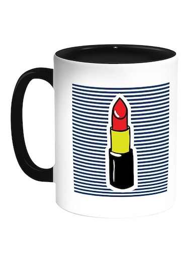 Red Lipstick Rouge Printed Coffee Mug White/Black 11ounce