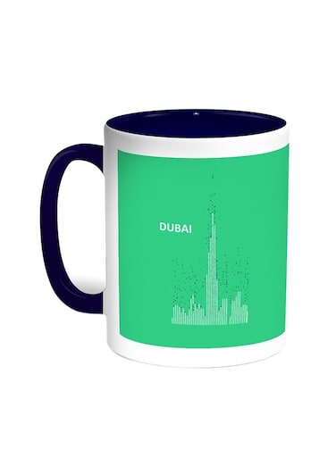 Abstract Drawing - Dubai Towers Printed Coffee Mug Blue/White 11ounce