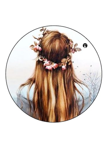 Girl Printed Fridge Magnet Brown/White/Black 5.5cm