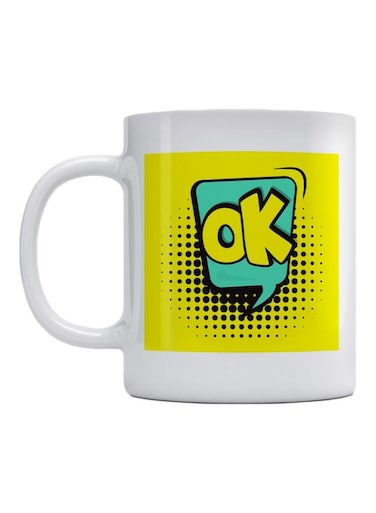 Ok Printed Ceramic Mug Yellow/Black/White
