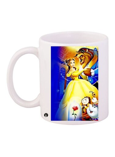 Cartoon Printed Coffee Mug White/Blue/Yellow 11ounce