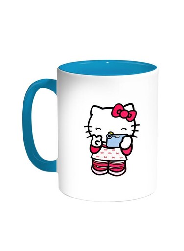 Hello Kitty Printed Coffee Mug Turquoise/White 11ounce