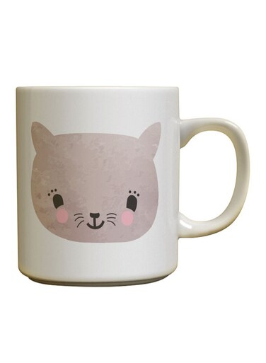 A Little Cat Printed Ceramic Mug White/Grey/Black