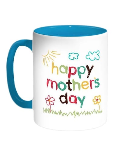 Happy Mother'S Day Printed Coffee Mug White/Turquoise/Red