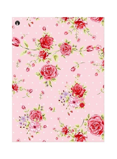 Floral Themed Metallic Plate Pink/Green/Purple