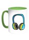 Headphone Printed Coffee Mug White/Green 11ounce