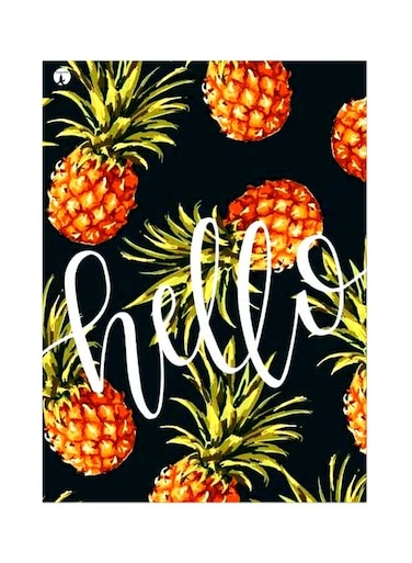 Hello Themed Metallic Plate Black/Orange/Green 20x15cm