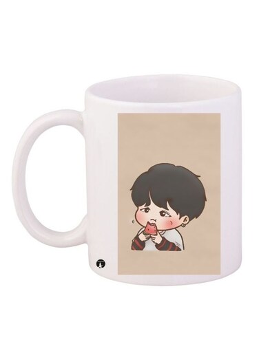 Cartoon Printed Coffee Mug White/Beige/Grey 11ounce