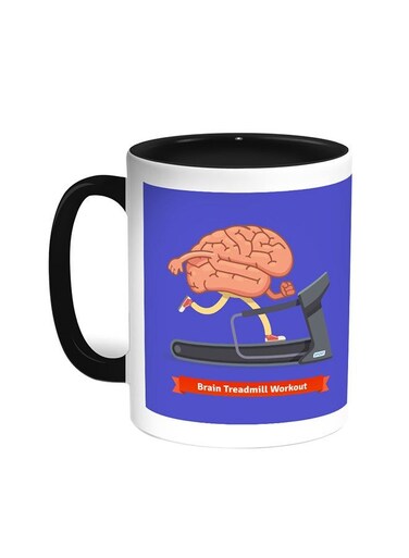 Brain Treadmill Workout Printed Coffee Mug Black/White 11ounce