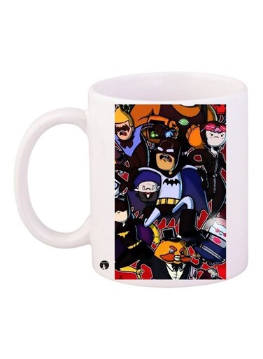 Superhero Cartoon Printed Coffee Mug White/Blue/Brown 11ounce