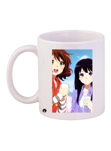 Cartoon Girls Printed Coffee Mug White/Red/Blue 11ounce