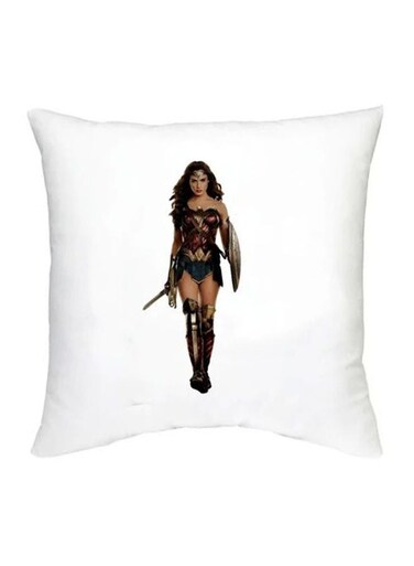 Wonder Woman Printed Decorative Cushion White/Beige/Brown 16x16inch