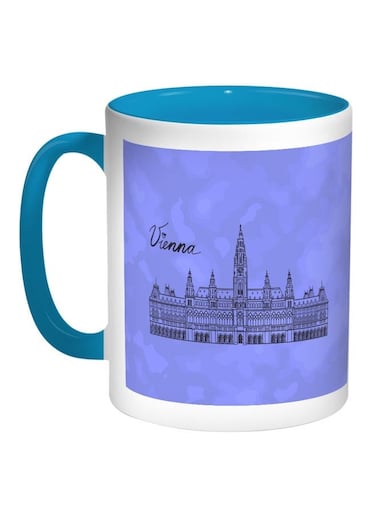 Vienna Printed Coffee Mug Blue/White/Black 11ounce