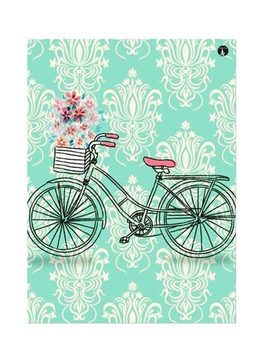 Cycle Themed Metallic Plate Blue/White/Black 20x15cm