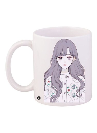 Anime Girl Printed Coffee Mug White/Grey/Red