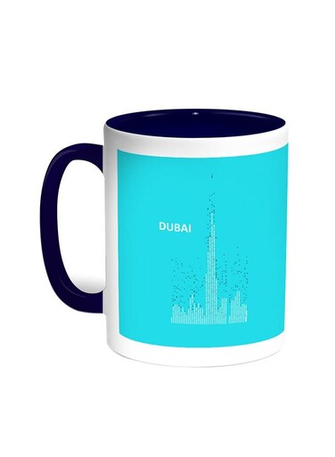 Abstract Drawing - Dubai Towers Printed Coffee Mug Blue/White 11ounce