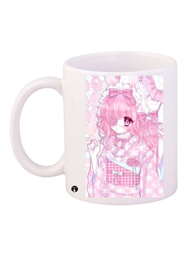 Anime Printed Coffee Mug White/Pink