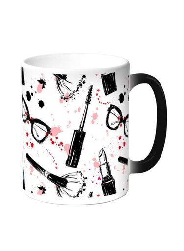 Makeup And Fashion Printed Coffee Mug White Black 11 ounce