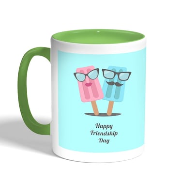 Happy Friendship Day Printed Coffee Mug, Green 11 Ounce