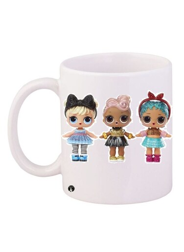 Cartoon Printed Coffee Mug White/Blue/Beige
