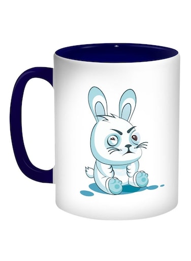Rabbit Printed Coffee Mug Blue/White/Grey