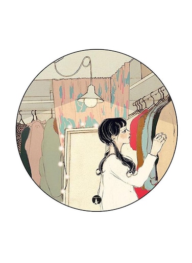 Girl Printed Fridge Magnet Round Multicolour