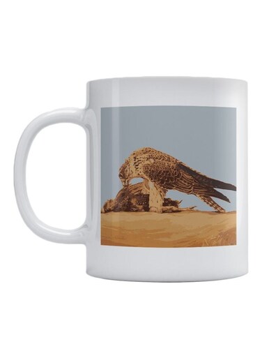 Falcon Printed Mug White/Brown/Blue