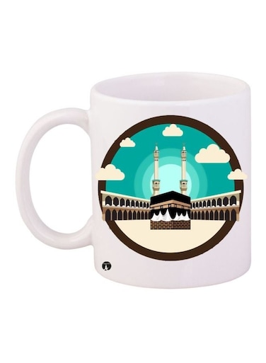 Mecca Printed Coffee Mug White/Beige/Blue 11ounce