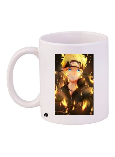 Cartoon Printed Coffee Mug White/Brown/Gold 11ounce