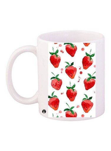Strawberries Printed Coffee Mug White/Red/Green 11ounce