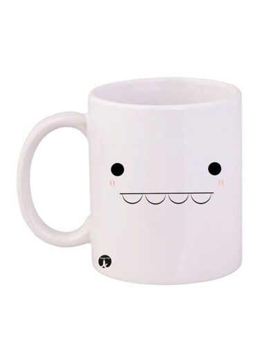 Funny Face Printed Mug White/Black 12ounce