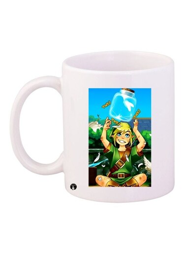 Anime Printed Coffee Mug White/Blue/Green 11ounce