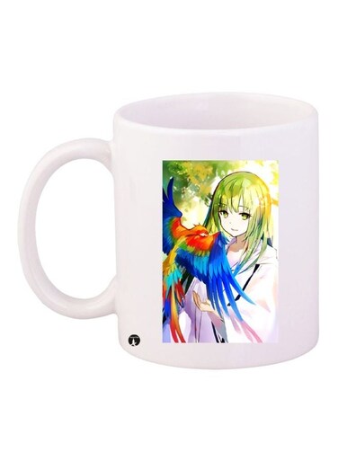 Anime Printed Coffee Mug White/Blue/Green 11ounce