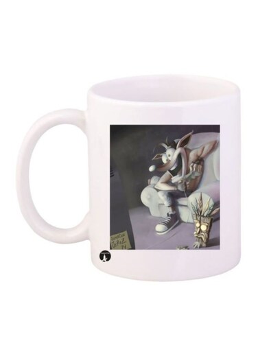 Crash Video Game Printed Mug White/Beige/Black