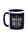 Rock And Roll Printed Coffee Mug Blue White 11 ounce