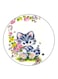 Cat Printed Fridge Magnet Round Multicolour