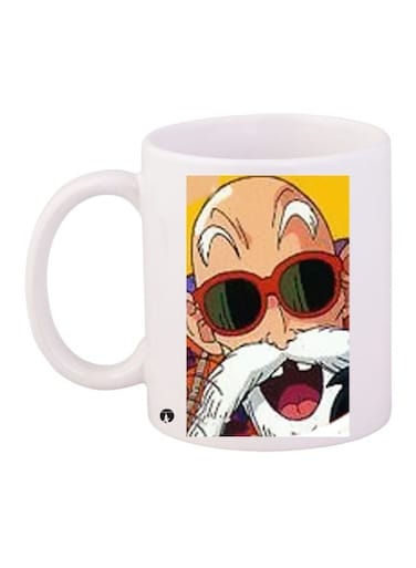 Master Roshi Printed Coffee Mug White/Yellow/Beige 11ounce