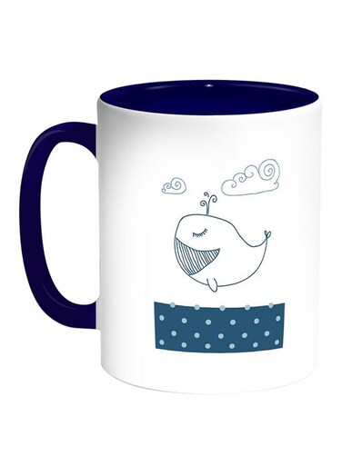 The Whale Printed Coffee Mug White/Blue 11ounce
