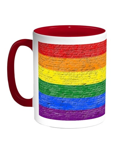 Wall Printed Coffee Mug Red/Green/Yellow 11ounce
