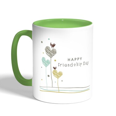 Happy Friendship Day Printed Coffee Mug, Green 11 Ounce