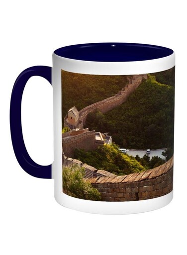 Great Wall Of China Printed Coffee Mug Blue/White/Green 11ounce